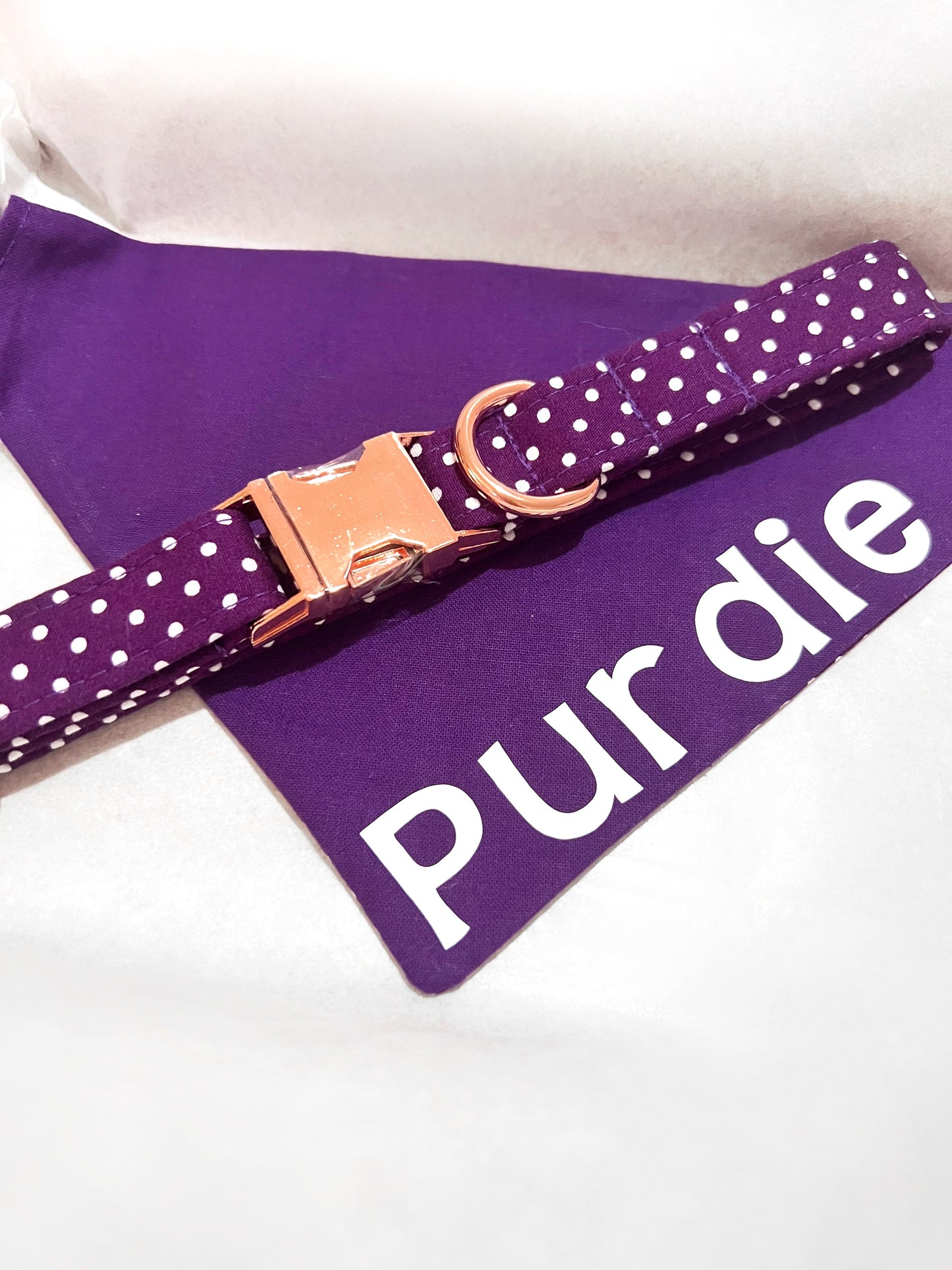 Collar | Fabric - Aubergine Polka Dot