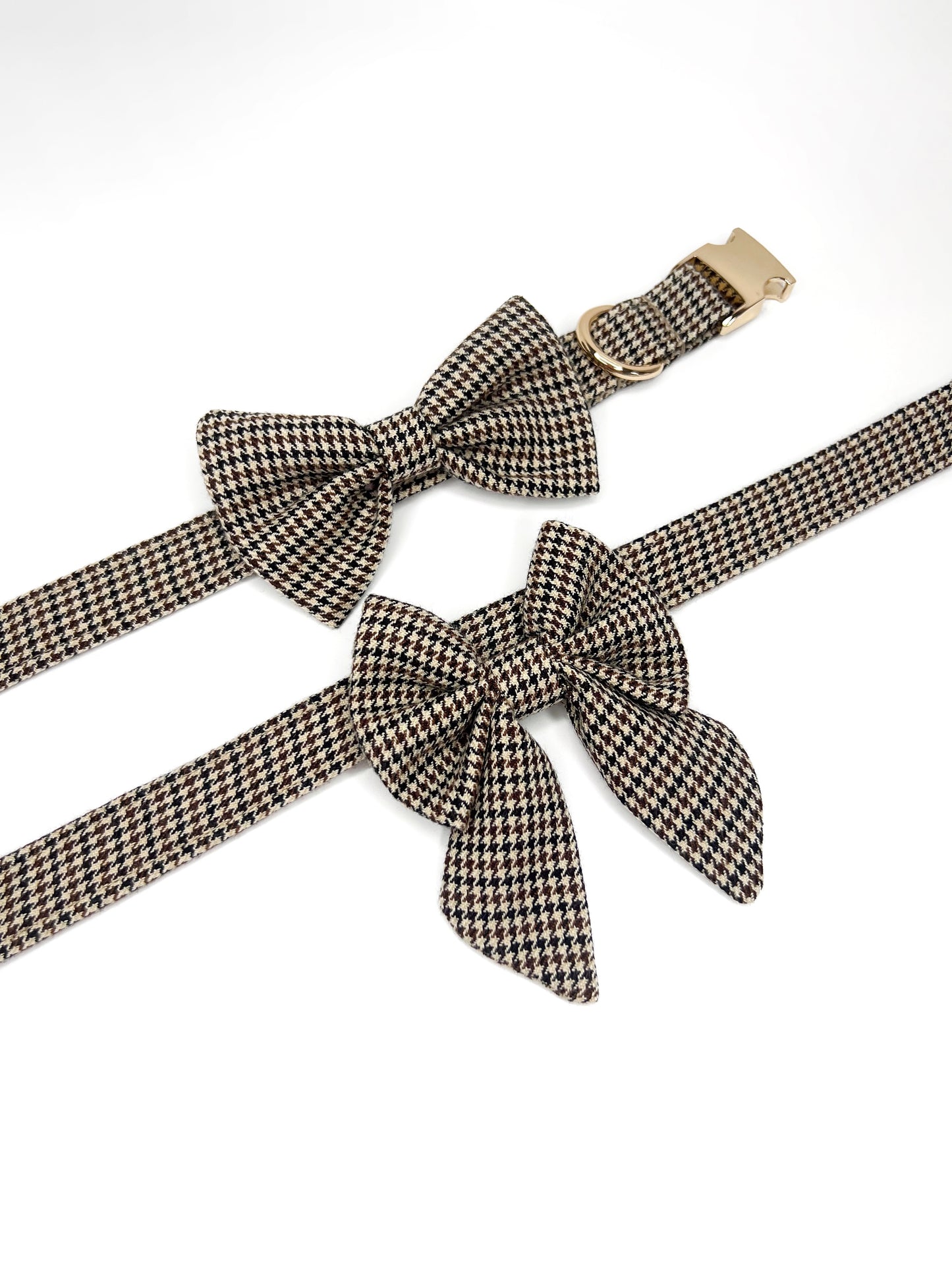 Collar | Fabric - Brown Houndstooth