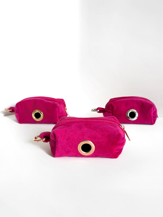 Poop Bag Holder - Fuchsia Pink Velvet