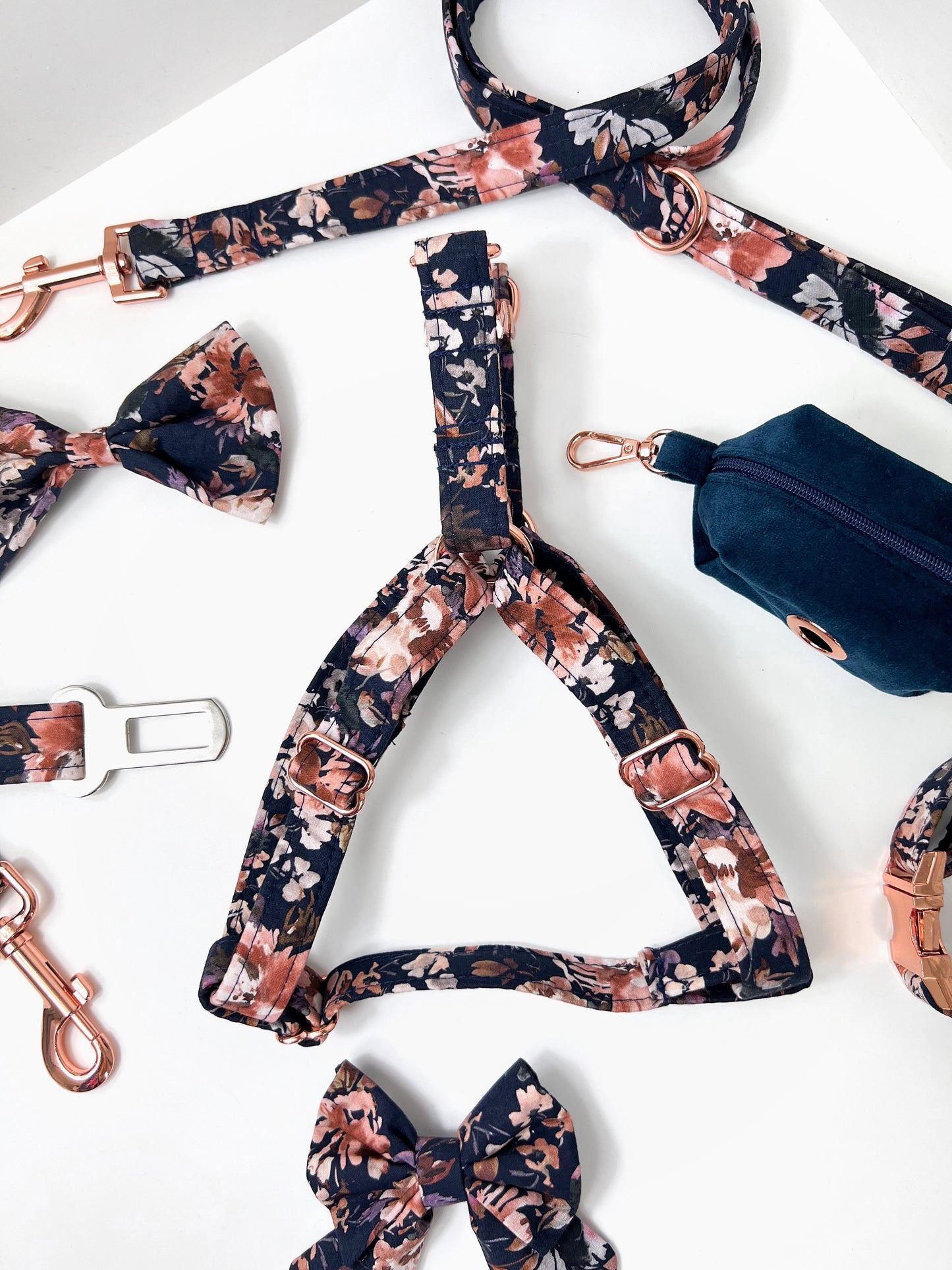 Lead | Fabric - Navy Autumn Blooms