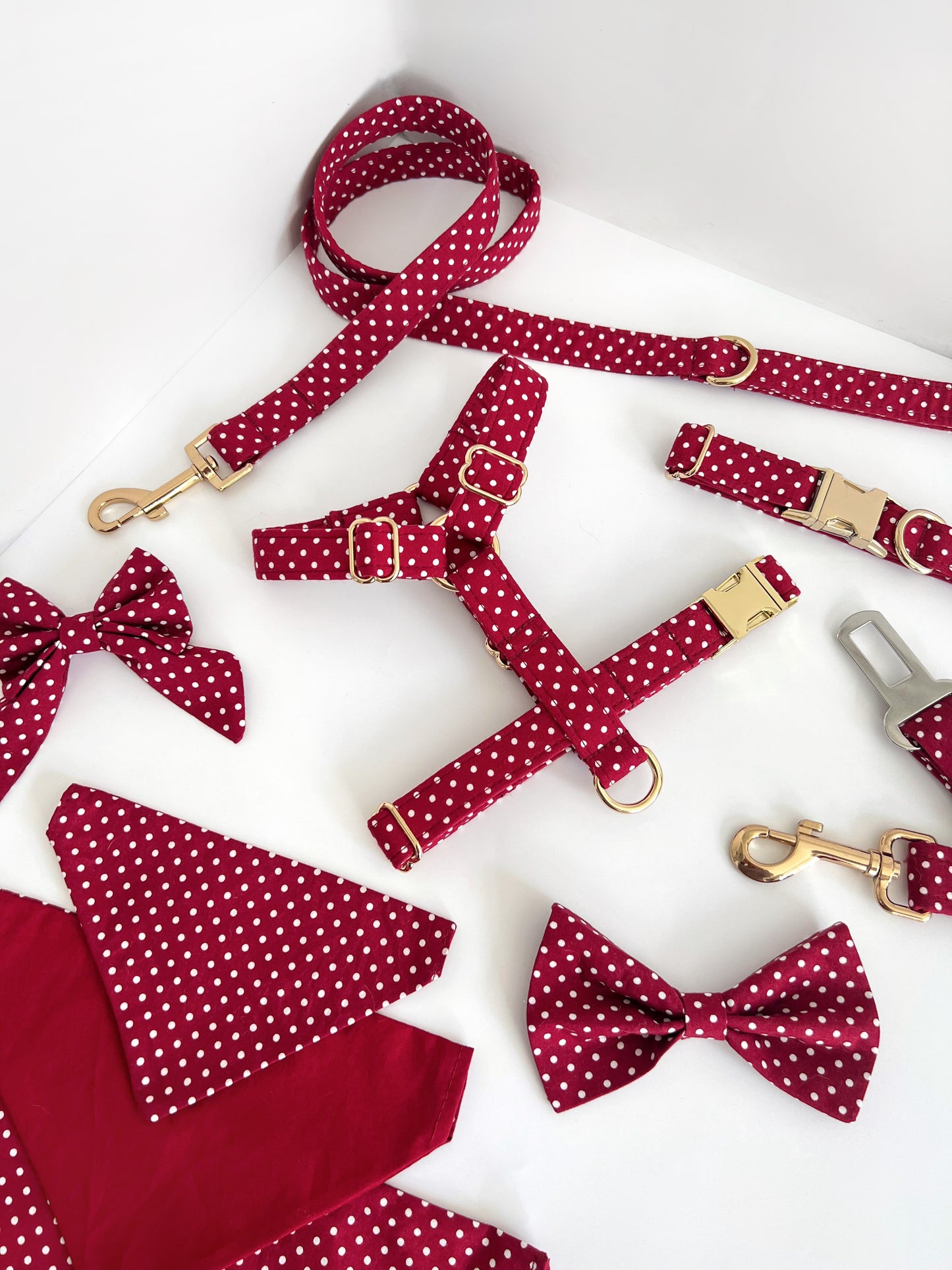 Harness | Fabric Strap - Red Polka Dot