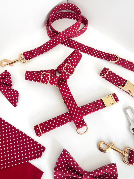 Harness | Fabric Strap - Red Polka Dot