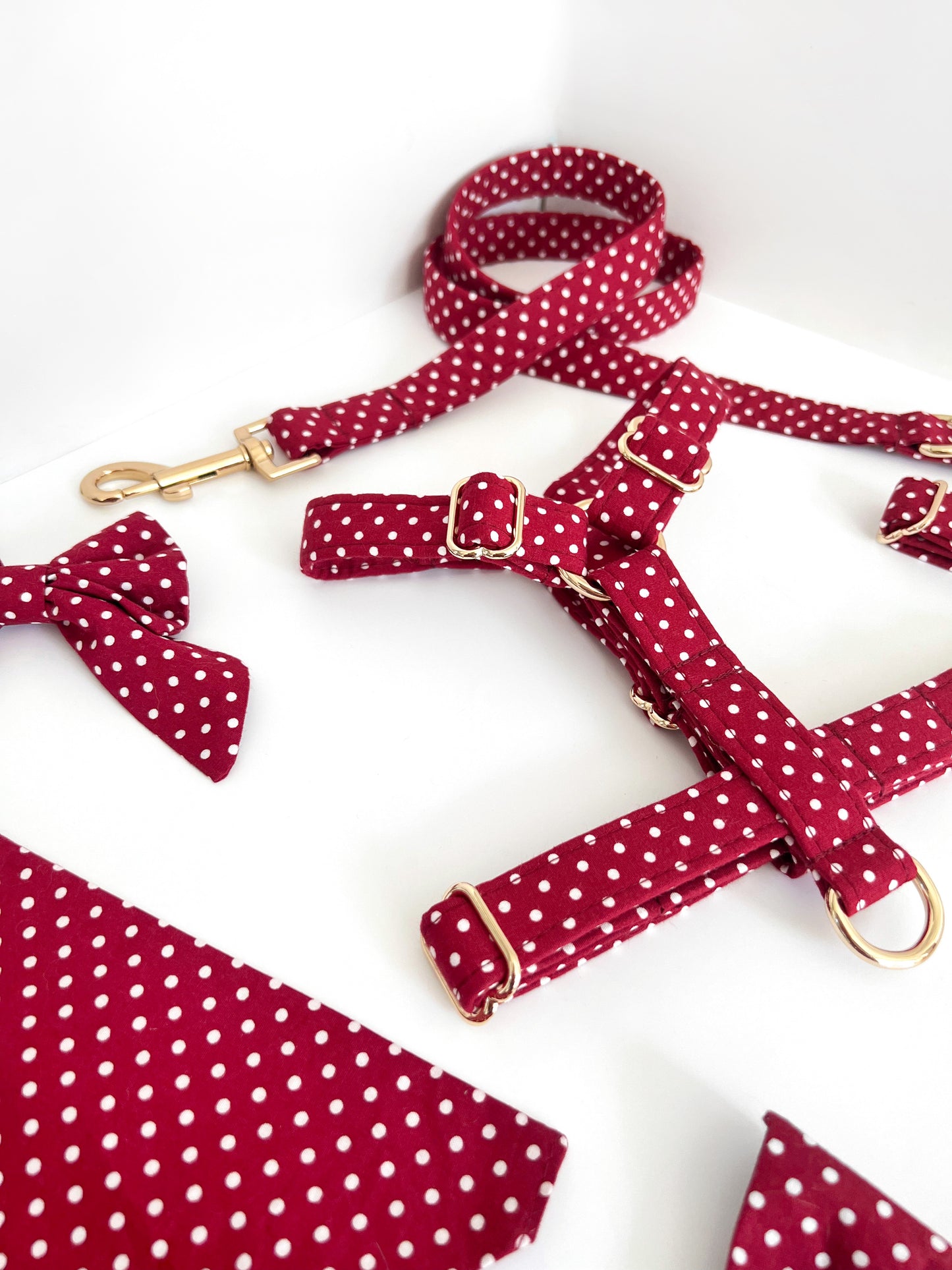 Harness | Fabric Strap - Red Polka Dot