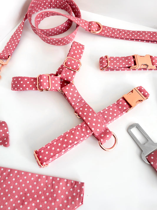 Harness | Fabric Strap - Pink Polka Dot