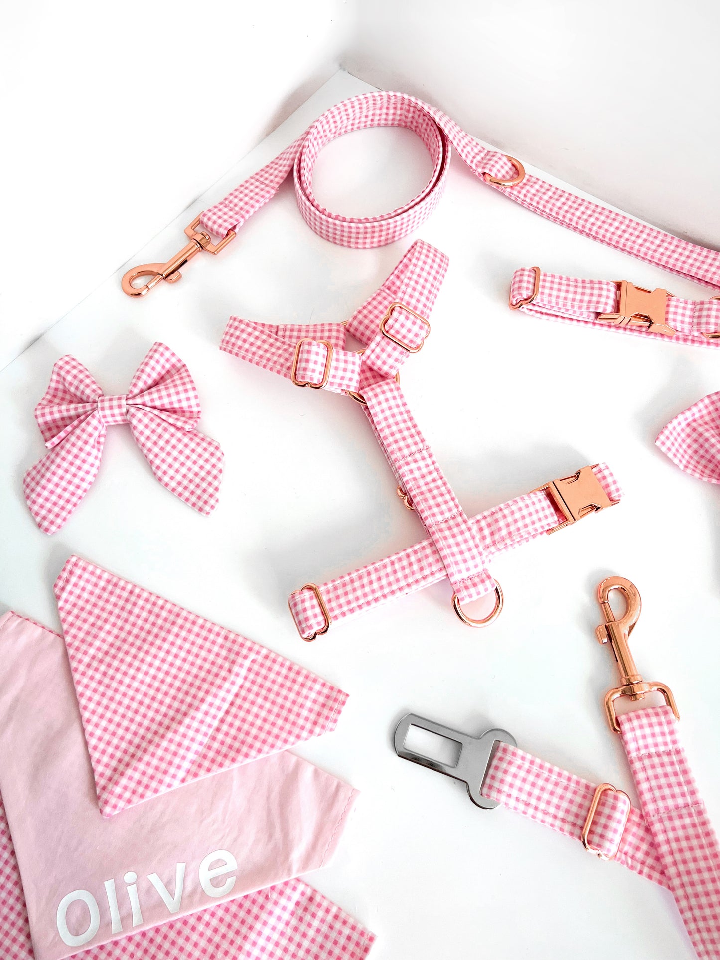 Harness | Fabric Strap - Pink Gingham