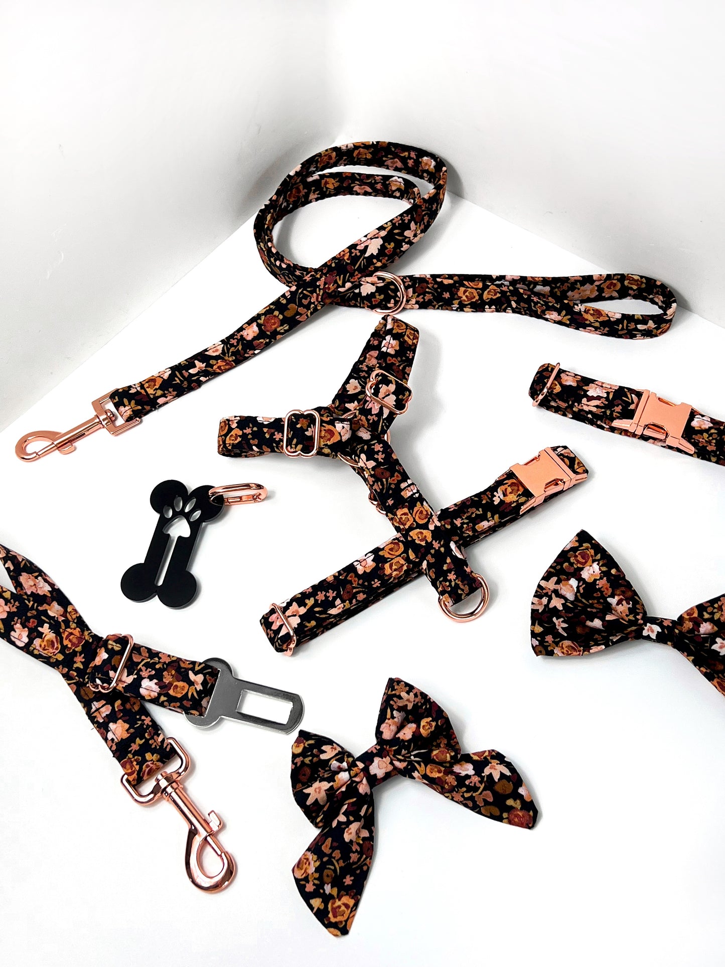 Harness | Fabric Strap - Black Fall Florals