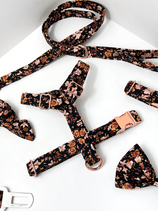 Harness | Fabric Strap - Black Fall Florals