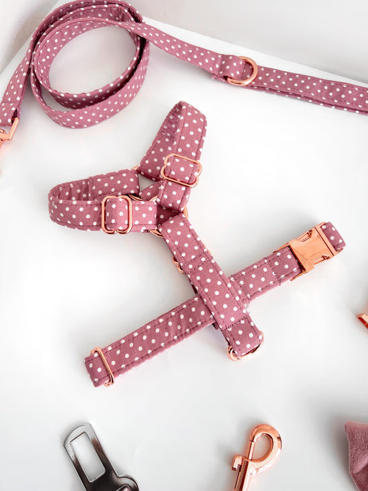 Harness | Fabric Strap - Mauve Polka Dot