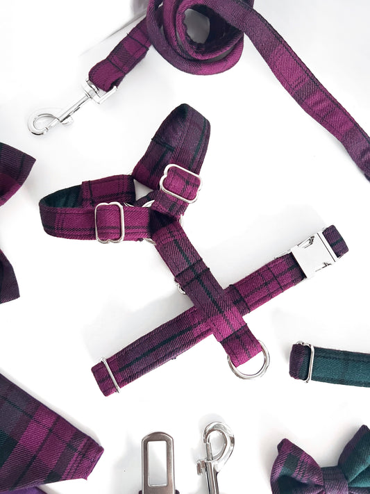 Harness | Fabric Strap - Purple Tartan