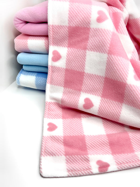 Blanket | Polar Fleece - Baby Pink Checked