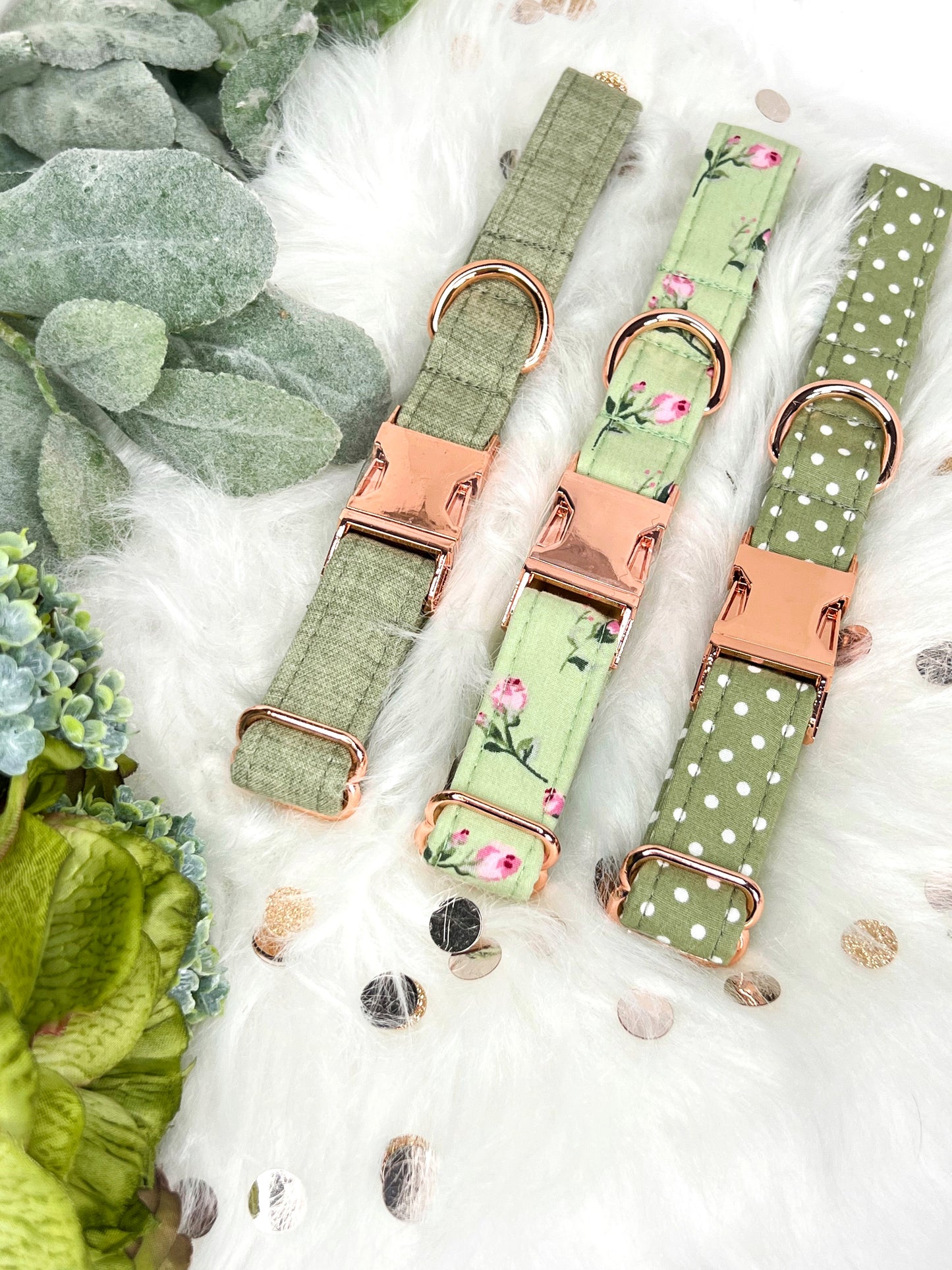 Collar | Fabric - Sage Polka Dot