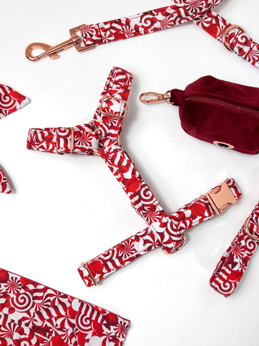 Harness | Fabric Strap - Candy Cane Lane