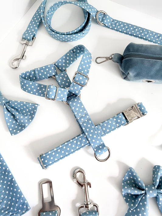 Harness | Fabric Straps - Blue Polka Dot