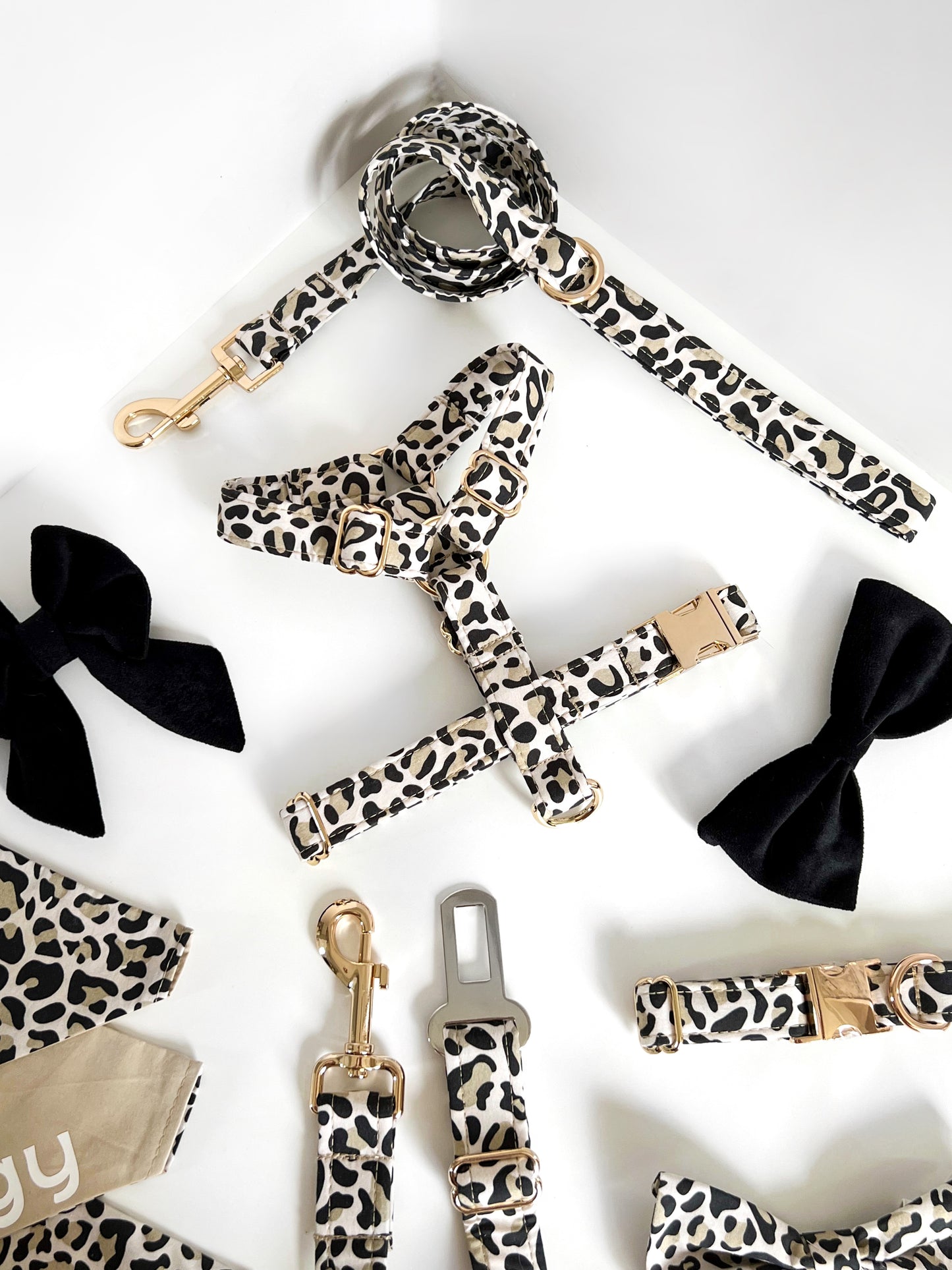 Harness | Fabric Strap - Beige Leopard Print