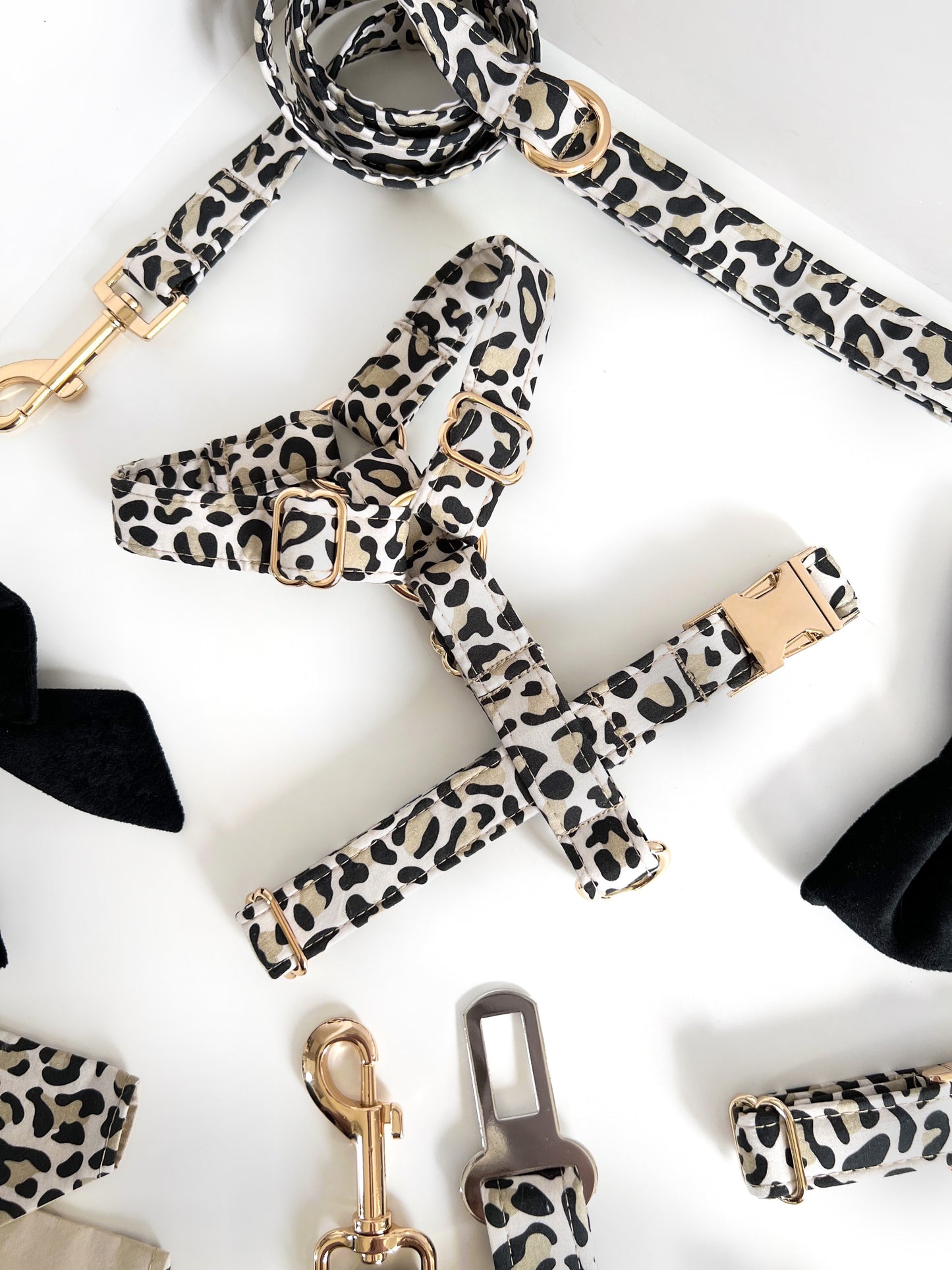 Harness | Fabric Strap - Beige Leopard Print