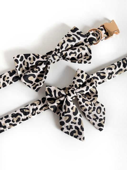 Bows - Beige Leopard Print