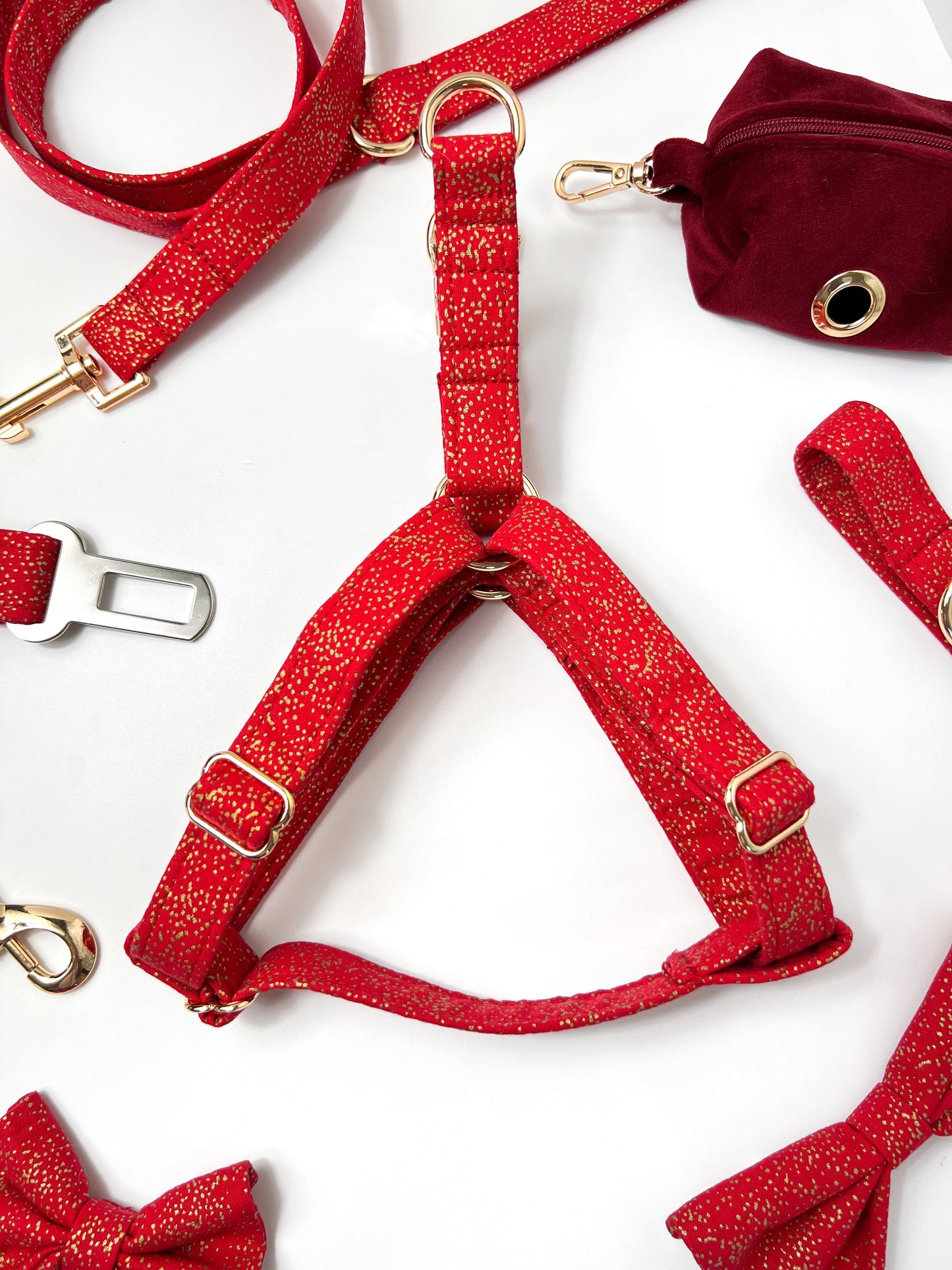 Harness | Fabric Strap - Red Classic Christmas