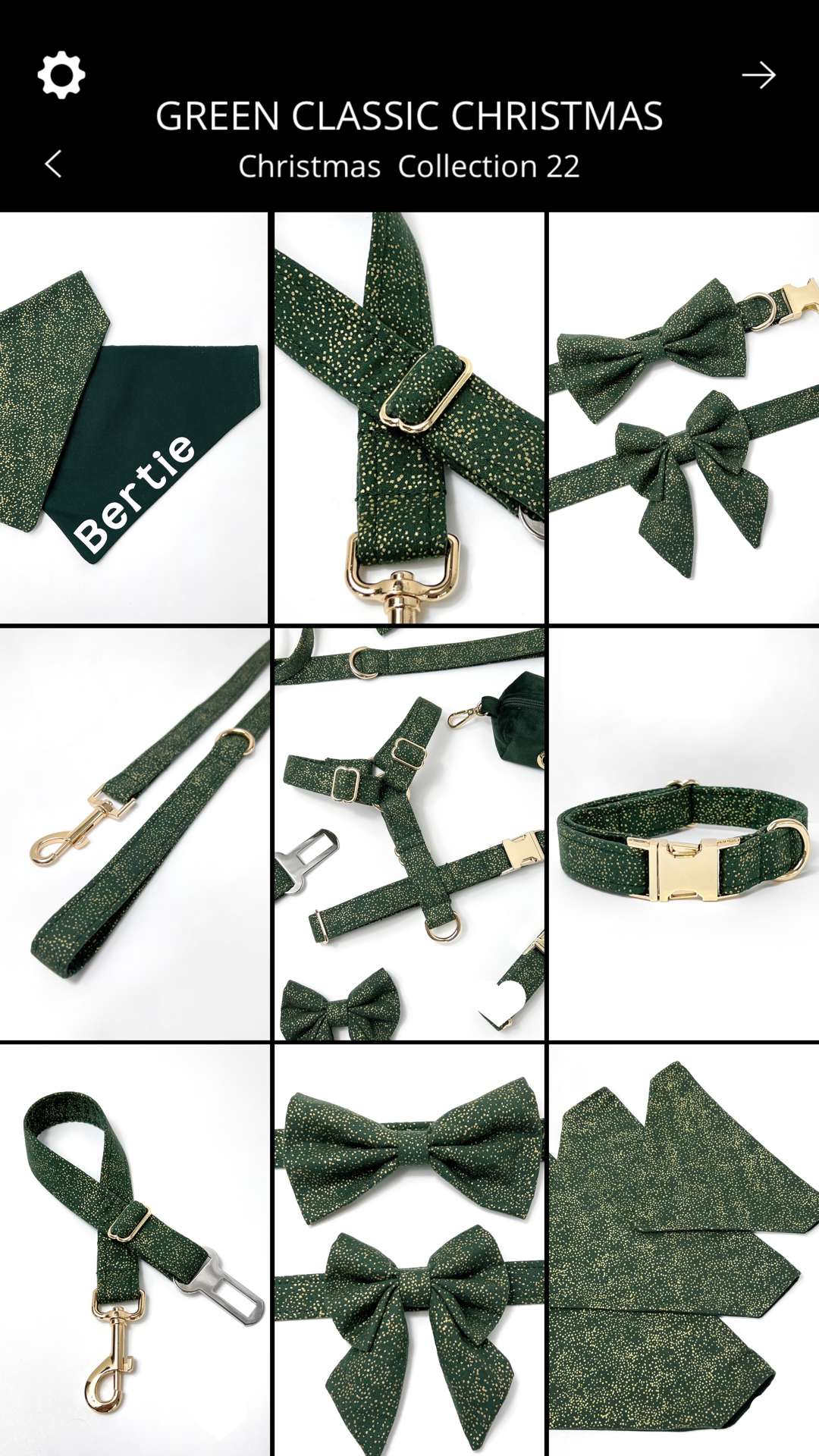 Collar | Fabric - Green Classic Christmas